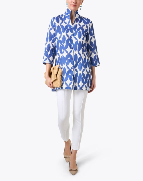 Rita Blue Print Linen Jacket