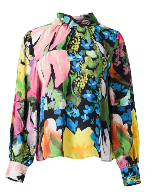 Black Multi Floral Print Top