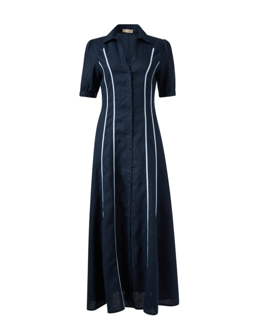 Navy Linen Shirt Dress