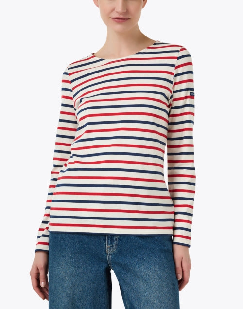 Minquidame Navy and Red Striped Cotton Top