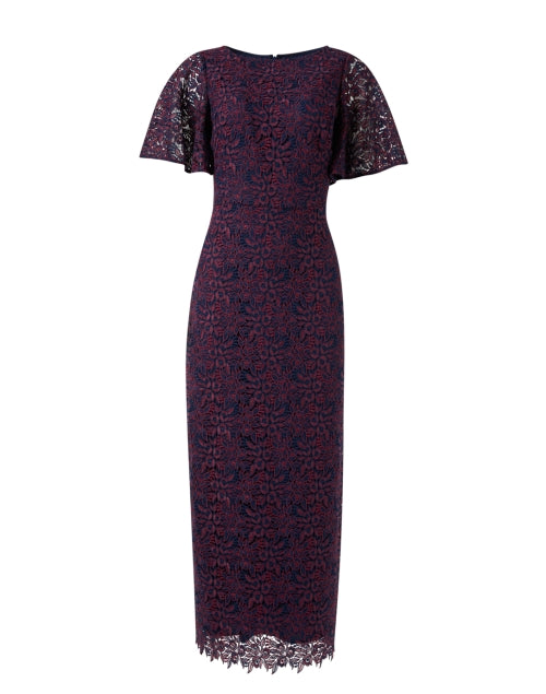 Bess Red and Navy Rose Lace Dress