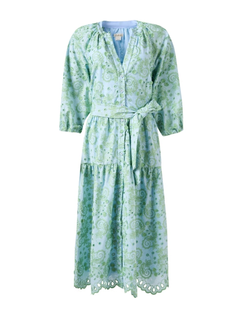 Denver Blue and Green Floral Embroidered Dress