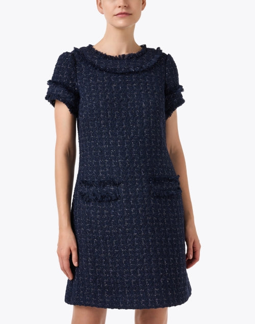 Navy Tweed Shift Dress
