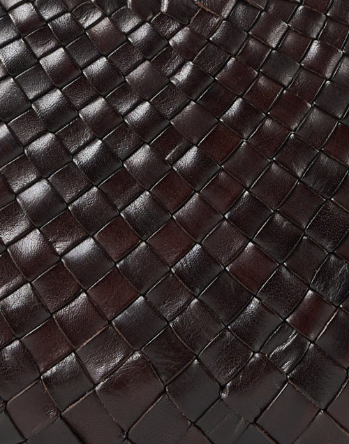 Rosanna Dark Brown Woven Leather Shoulder Bag
