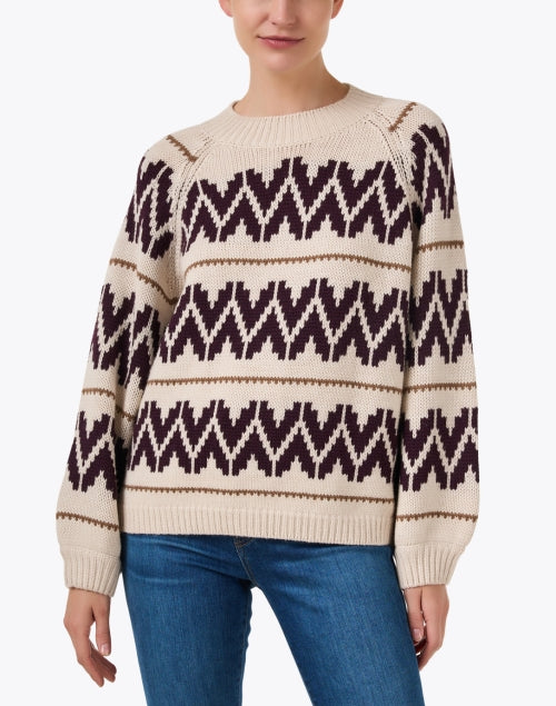 Beige Intarsia Wool Sweater