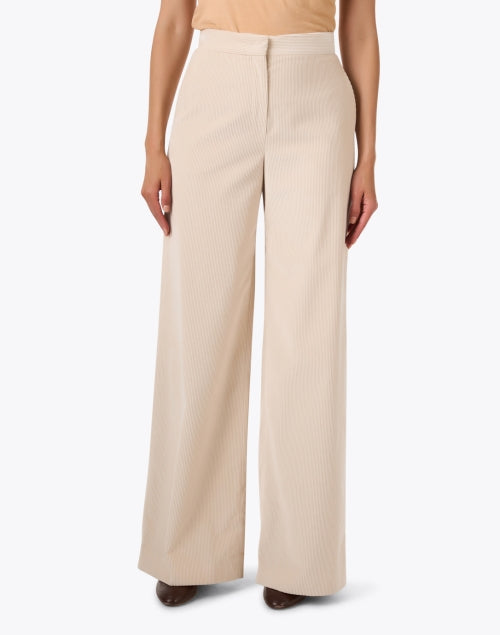 Faretra Beige Cotton Corduroy Wide Leg Trouser