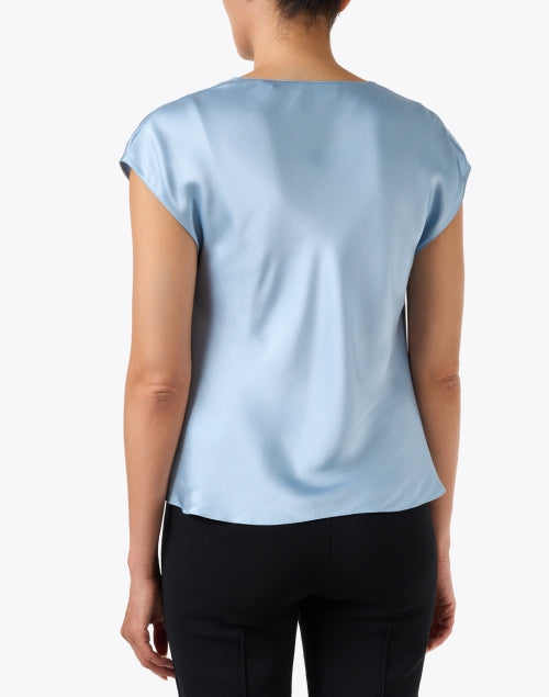 Blue Silk Cowl Neck Top