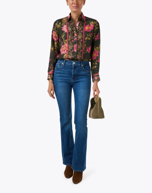 Liza Green and Pink Floral Blouse