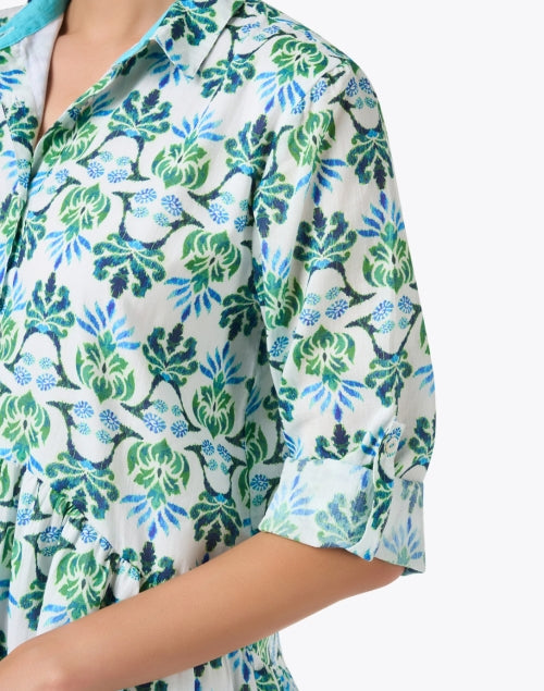 Deauville Blue and Green Print Shirt Dress