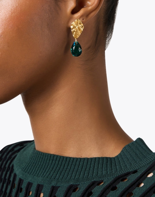 Gold and Emerald Drop Earrings