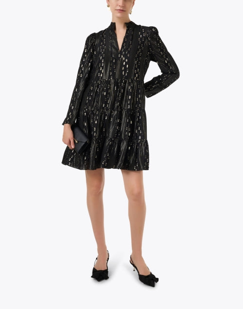 Black Metallic Print Dress