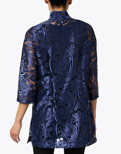 Rita Navy Deco Sheer Lace Top