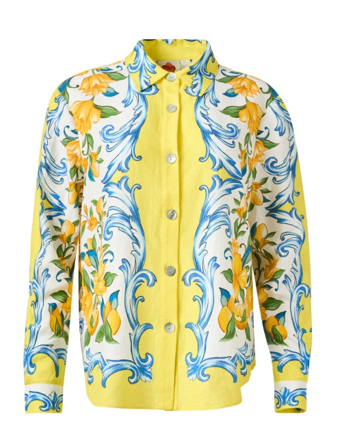 Sicily Yellow Multi Print Linen Blouse