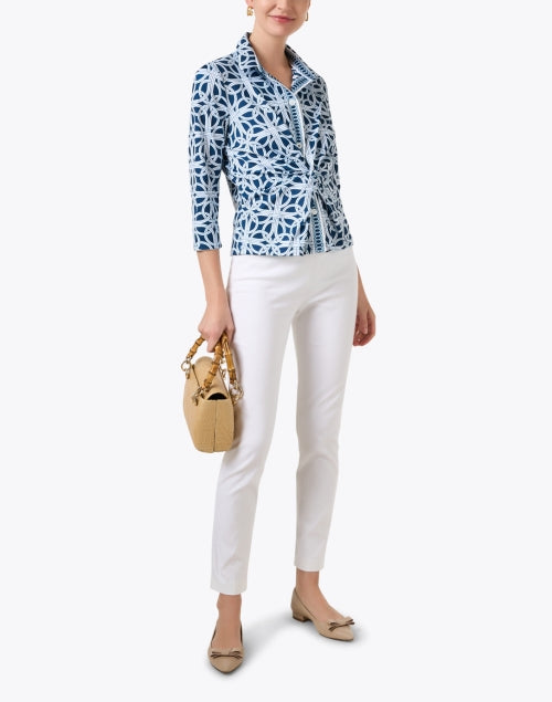 Navy Print Twist Top