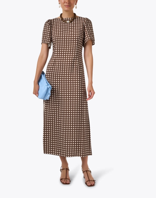 Adalene Brown Check Dress