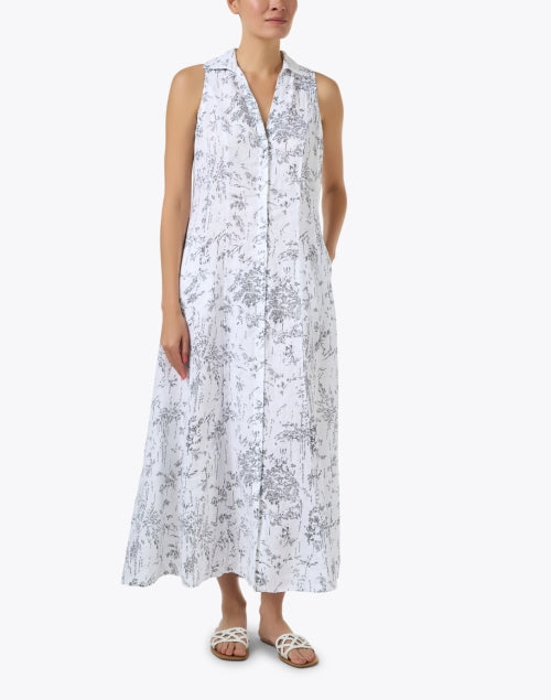 Black and White Printed Linen Dress