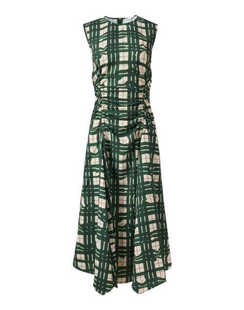 Green Plaid Gathered Waist Dress