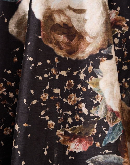 Dark Rose Print Taffeta Skirt