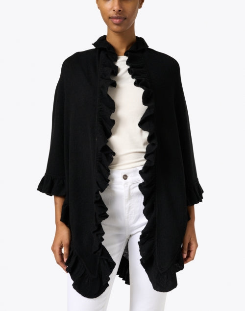 Black Cashmere Signature Ruffle Shawl