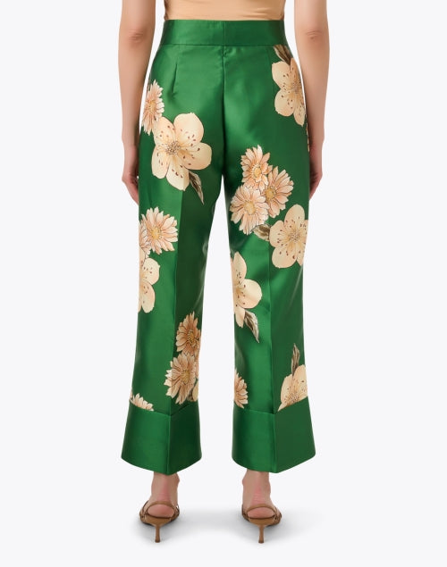 Green Floral Wide Leg Pant