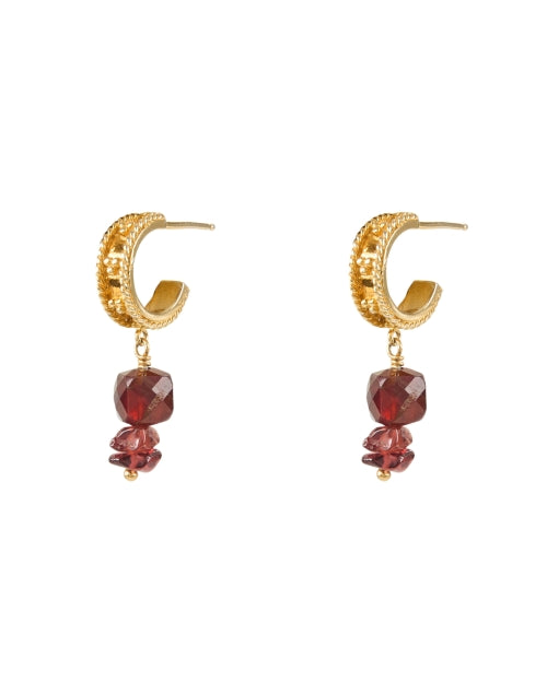 Gold Stone Drop Hoop Earrings