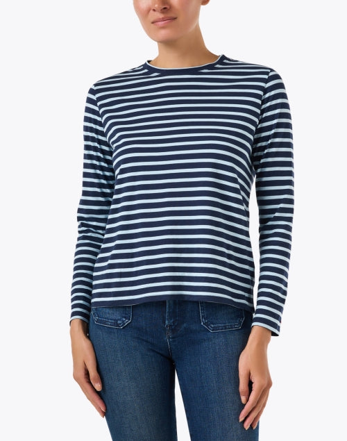 Blue and Navy Striped Cotton Top