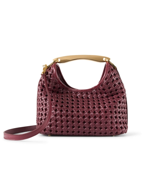 Small Boomerang Red Woven Leather Bag