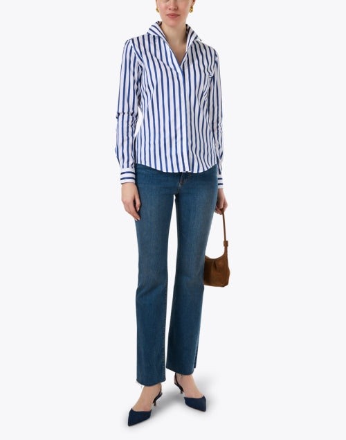 Blue and White Striped Cotton Shirt
