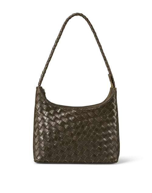 Marni Olive Green Woven Leather Shoulder Bag