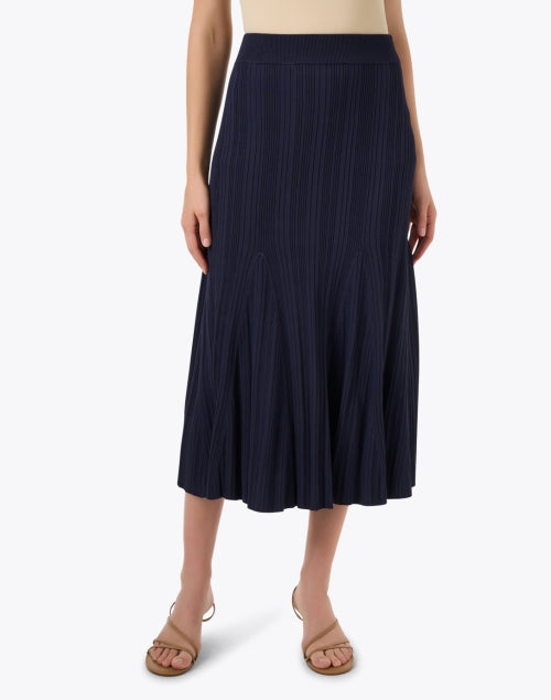 Dara Navy Ribbed Midi Skirt