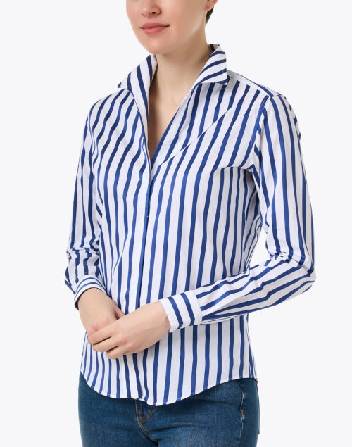 Blue and White Striped Cotton Shirt