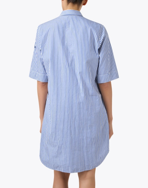 Leonie Blue and White Striped Cotton Shirt Dress