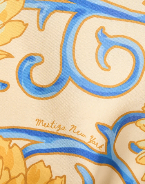 Cabo Yellow and Blue Floral Print Kaftan