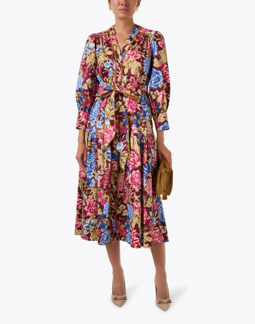 Layla Multi Floral Print Cotton Shirt Dress