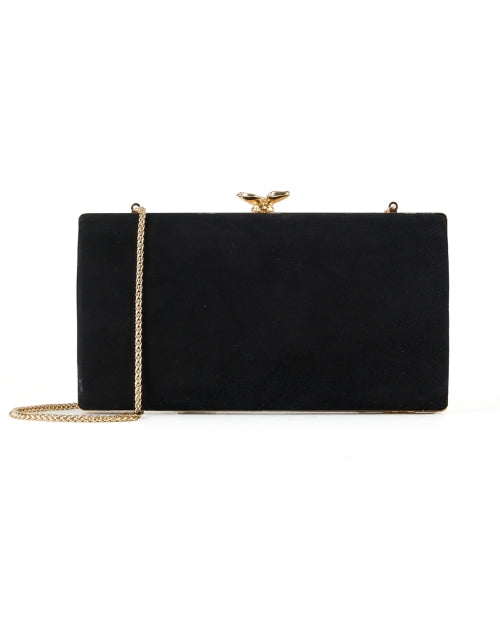 Posie Black Suede Clutch