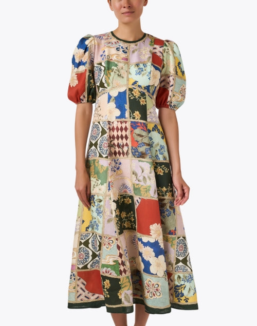 Bianca Multi Tile Print Linen Dress