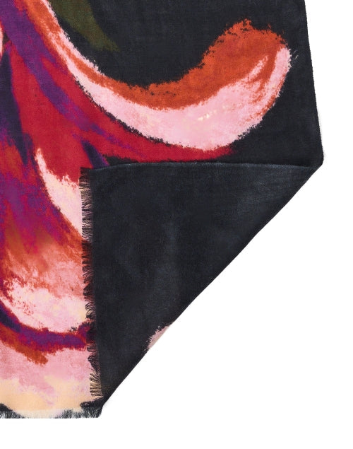 Black Floral Print Scarf