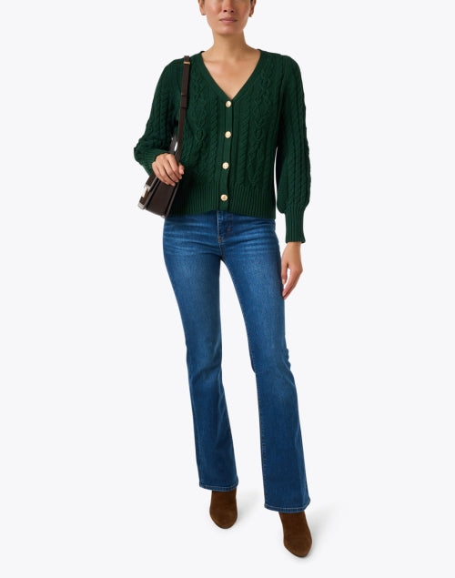 Chloe Green Cotton Cable Knit Cardigan