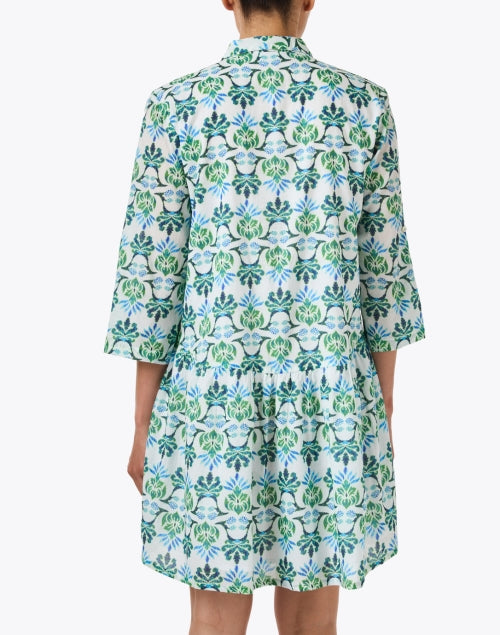 Deauville Blue and Green Print Shirt Dress