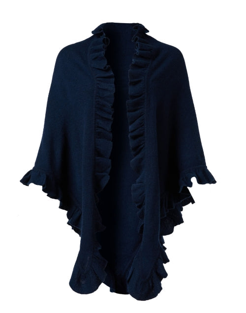 Navy Cashmere Signature Ruffle Shawl