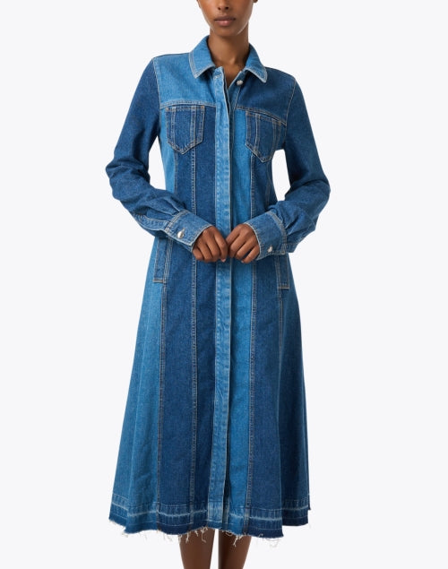 Two Tone Denim Shirt Dress