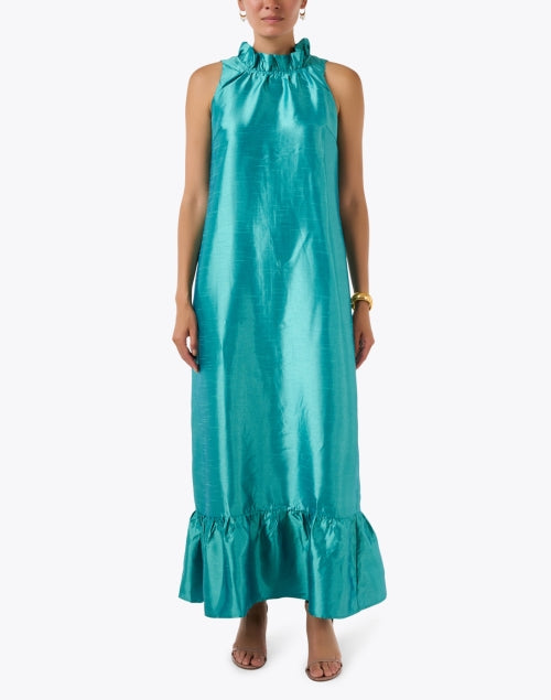 Camille Teal Silk Dress