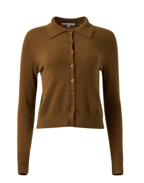 Brown Cashmere Polo Cardigan