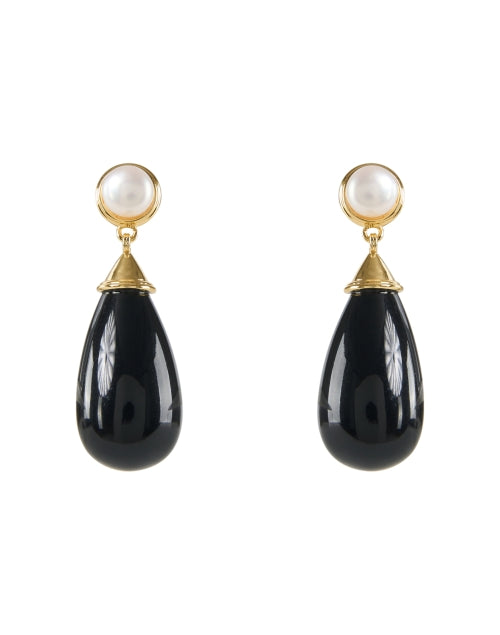 Black and Gold Pearl Teardrop Earrings