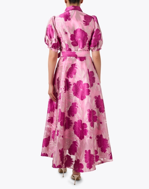 Charlotte Magenta Floral Jacquard Dress
