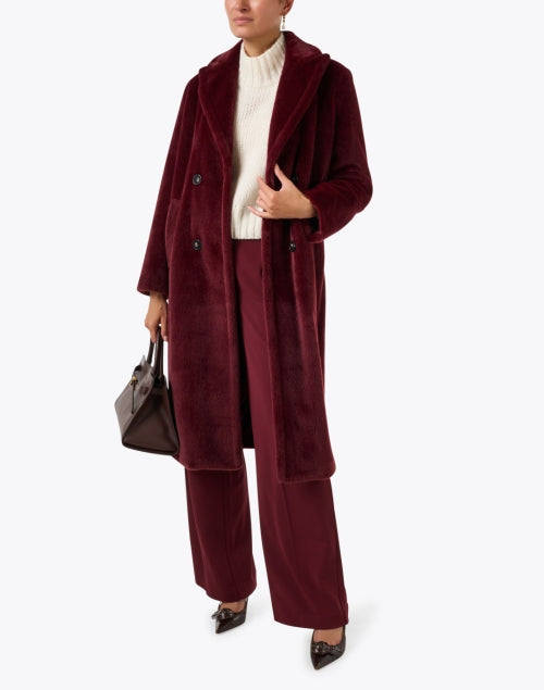 Red Faux Fur Trench Coat