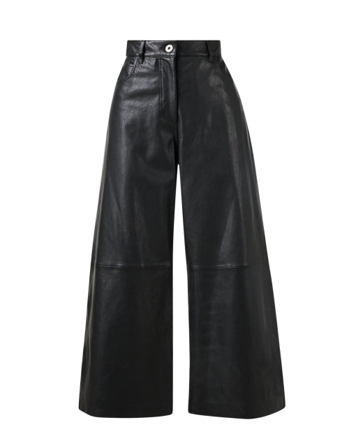 Blanc Black Leather Wide Leg Pant