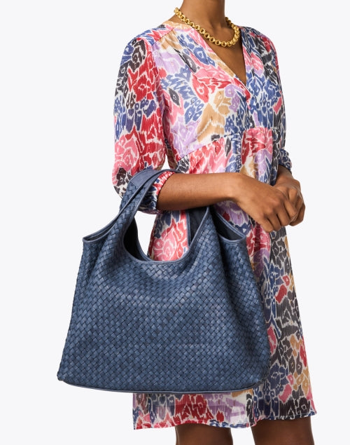Carmen Navy Woven Leather Bag