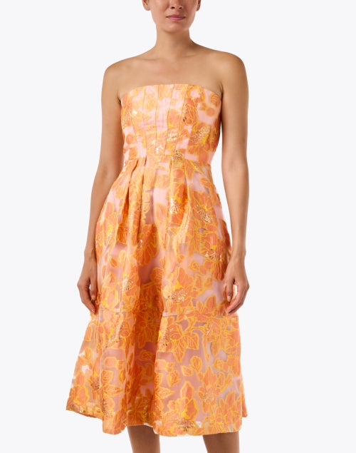 Catherine Orange Floral Organza Dress