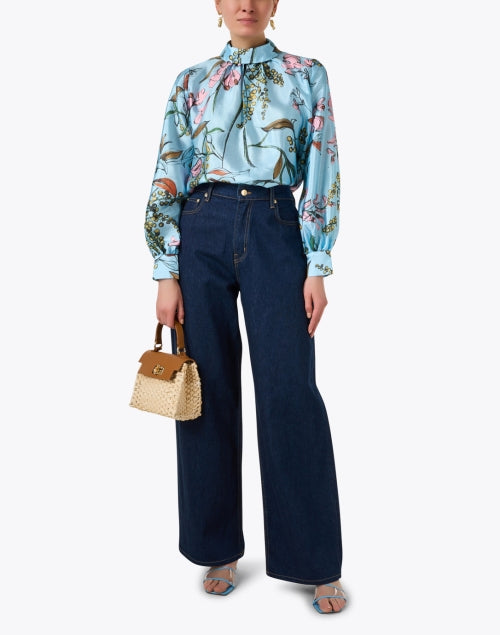 Blue Floral Print Top